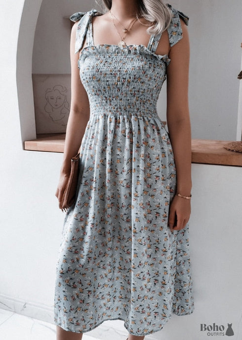 Boho Floral Sexy Midi Dress Kiona