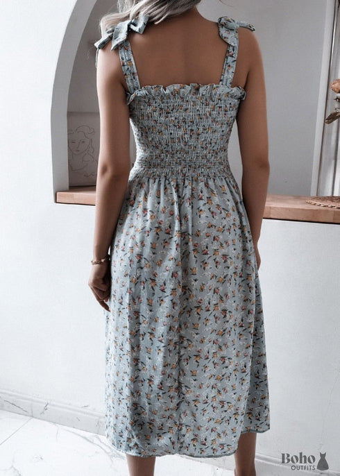 Boho Floral Sexy Midi Dress Kiona