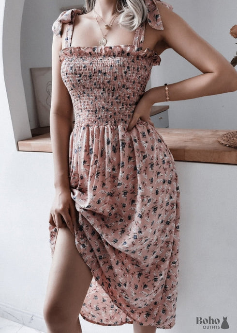 Boho Floral Sexy Midi Dress Kiona