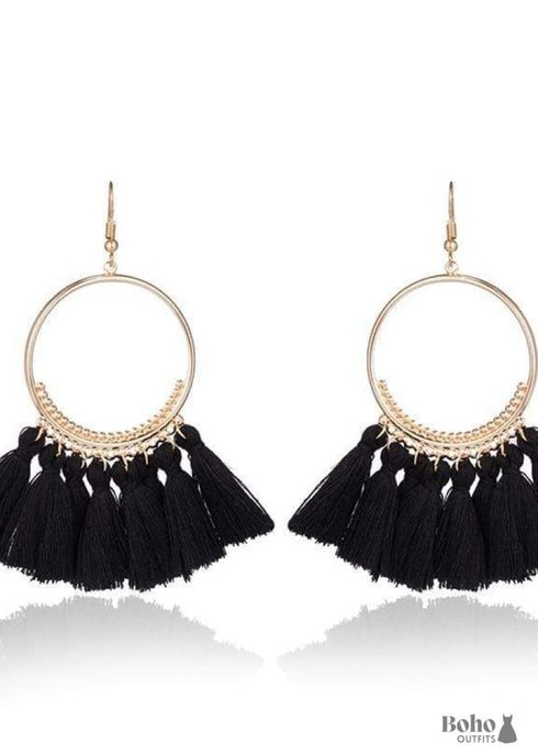 Boho Gold Earrings Pompoms Juliet