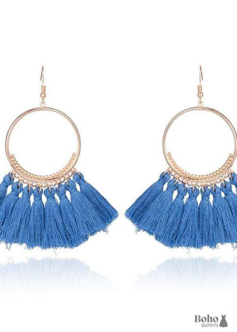 Boho Gold Earrings Pompoms Juliet