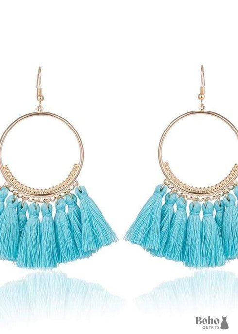 Boho Gold Earrings Pompoms Juliet