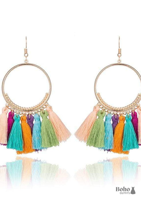 Boho Gold Earrings Pompoms Juliet