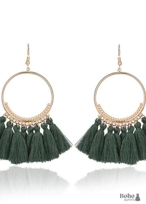 Boho Gold Earrings Pompoms Juliet