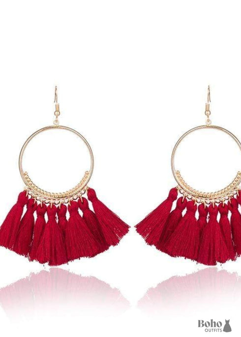 Boho Gold Earrings Pompoms Juliet