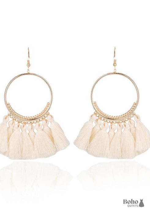 Boho Gold Earrings Pompoms Juliet