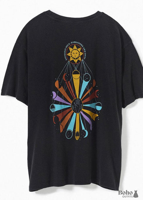Boho Graphic Tee Moon Cycle