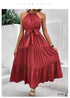 Boho Halter Neck Solid Color Maxi Dress Nikki