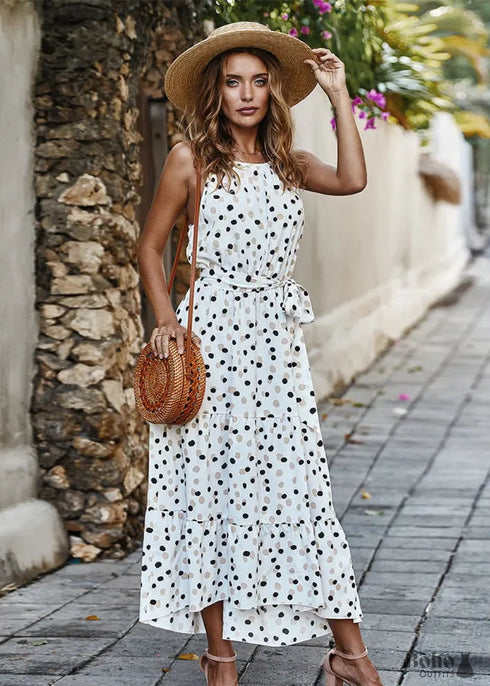Boho Midi Dress Polka