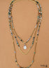 Boho Necklace, 3 Layers, Blue Natural Stone, Teardop Pendant
