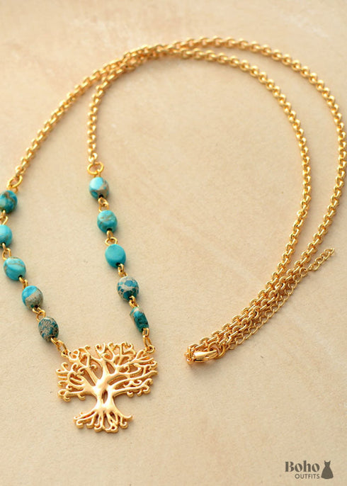 Boho Necklace, Amazonite Tree of Life