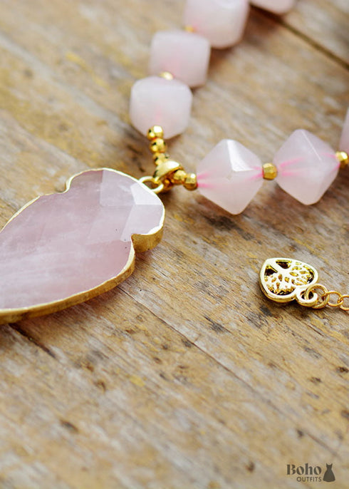 Boho Necklace, Amethysts Hexagonal Cone Pendant Necklace