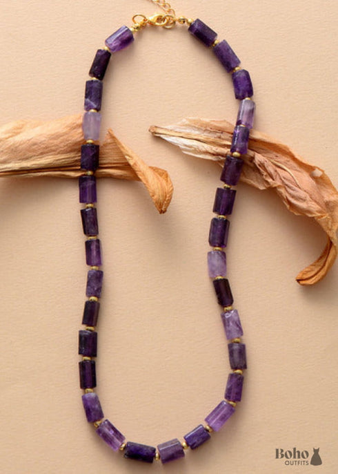 Collar bohemio, gargantilla de apatita con lazo