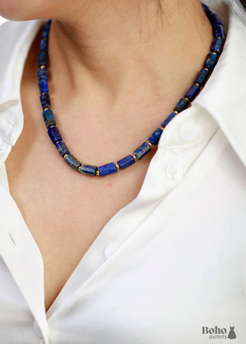 Collar bohemio, gargantilla de apatita con lazo