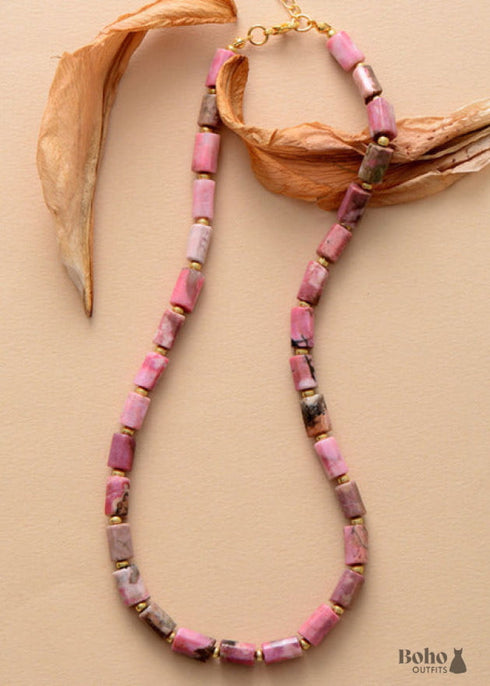 Collar bohemio, gargantilla de apatita con lazo