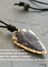 Boho Necklace,Blue and Black Agate, Jasper Arrowhead Pendant Leather