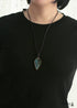 Boho Necklace,Blue and Black Agate, Jasper Arrowhead Pendant Leather