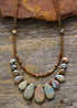 Boho Necklace, Brown Agate, Jasper and Seeds