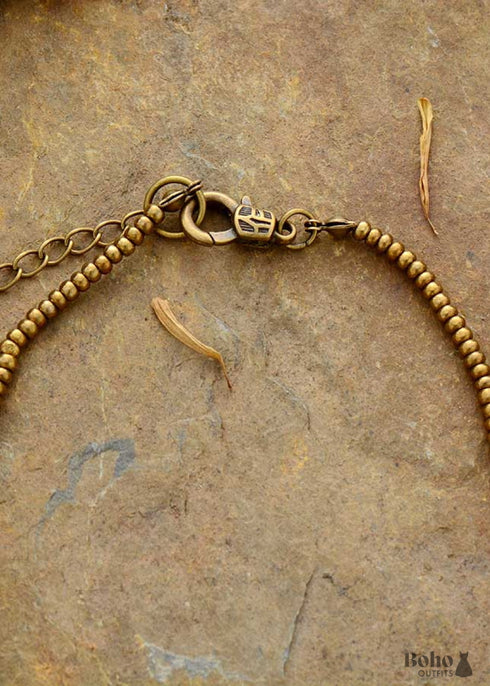 Collar bohemio, gargantilla, amazonita, cuentas de piedra natural