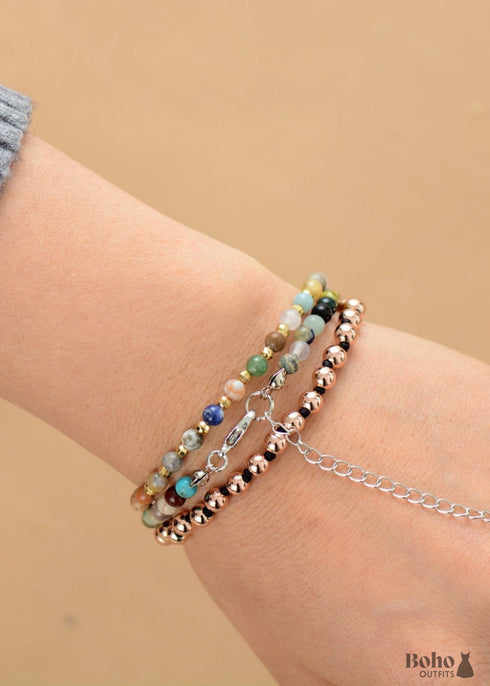 Collar bohemio, gargantilla, piedras naturales azules y verdes