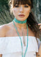 Collar bohemio, gargantilla, piedras naturales azules y verdes