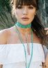 Collar bohemio, gargantilla, piedras naturales azules y verdes