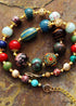 Collar bohemio, gargantilla, azul y dorado étnico elegante