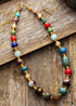 Collar bohemio, gargantilla, azul y dorado étnico elegante