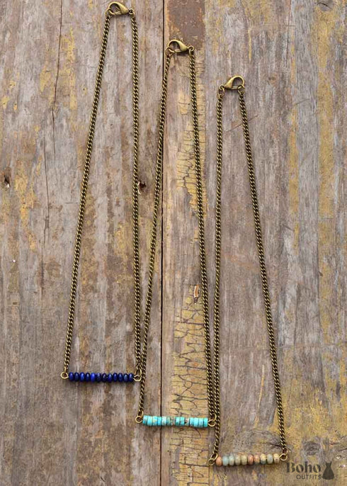 Collar Boho, Gargantilla, Jaspe Azul, Moneda de Lapislázuli