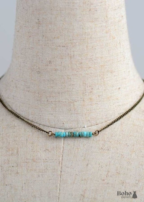 Collar Boho, Gargantilla, Jaspe Azul, Moneda de Lapislázuli