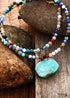 Boho Necklace, Choker Necklace, Mix Natural Stone Beads, Pendant