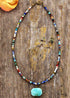 Boho Necklace, Choker Necklace, Mix Natural Stone Beads, Pendant