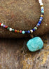 Boho Necklace, Choker Necklace, Mix Natural Stone Beads, Pendant