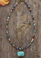 Boho Necklace, Choker Necklace, Mix Natural Stone Beads, Pendant