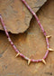 Collar bohemio, gargantilla, punta de turmalina rosa