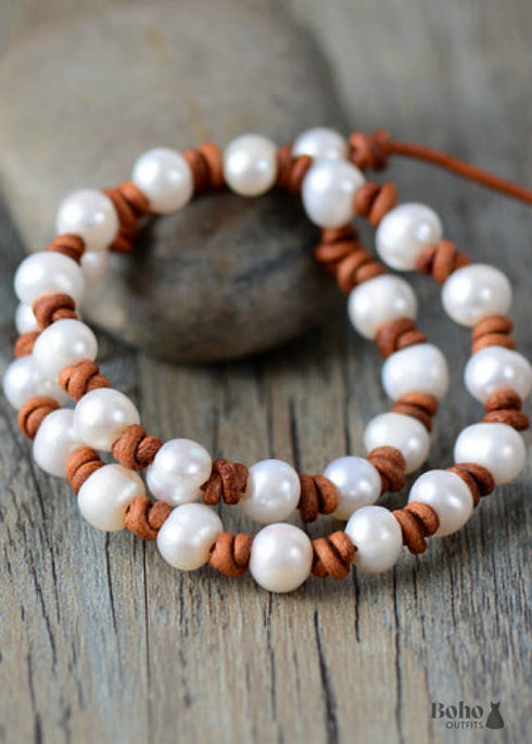 Collar Boho, Gargantilla Nudo de Perla