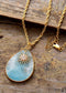 Boho Necklace, Chunky Gold Chain Amazonite Teardrop Pendant