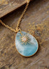 Boho Necklace, Chunky Gold Chain Amazonite Teardrop Pendant