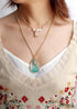 Boho Necklace, Chunky Gold Chain Amazonite Teardrop Pendant