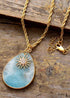 Boho Necklace, Chunky Gold Chain Amazonite Teardrop Pendant