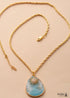 Boho Necklace, Chunky Gold Chain Amazonite Teardrop Pendant