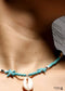 Collar bohemio, concha azul hippie y estrella de mar
