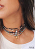Collar bohemio, concha azul hippie y estrella de mar