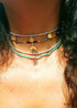 Collar bohemio, concha azul hippie y estrella de mar