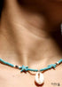 Collar bohemio, concha azul hippie y estrella de mar