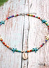 Collar bohemio, concha azul hippie y estrella de mar