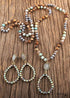 Collar bohemio, conjunto de joyas, cristal de amazonita RH, piedra natural verde y negra