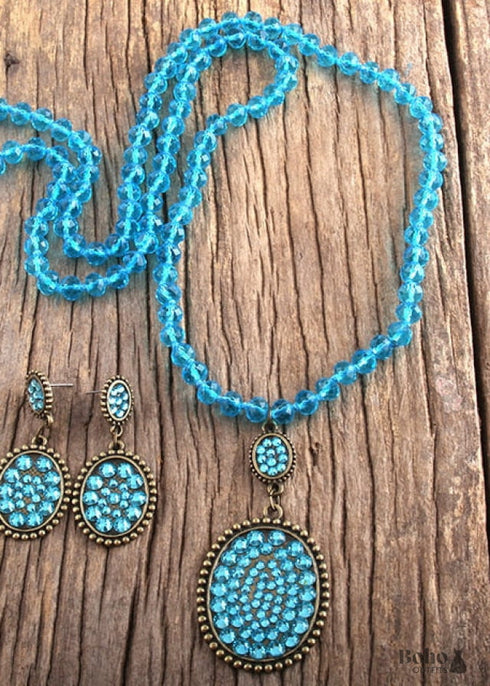 Collar bohemio, conjunto de joyas, cristal RH, vidrio blanco y negro