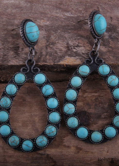Collar bohemio, conjunto de joyas, piedra natural turquesa blanca y azul RH