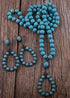 Collar bohemio, conjunto de joyas, piedra natural turquesa blanca y azul RH